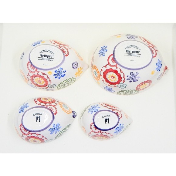 Pier 1 Imports Floral Hand Painted Stoneware Measuring Cups Set of 4 - Picture 7 of 7